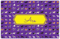 Thumbnail for Personalized Dogs Placemat XVII - Purple Background - Decorative Rectangle Nameplate -  View