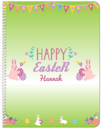 Thumbnail for Personalized Easter Notebook II - Easter Bunny - Green Background - Front View