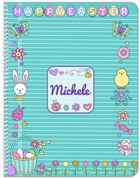 Thumbnail for Personalized Easter Notebook VI - Easter Bliss - Teal Background - Front View
