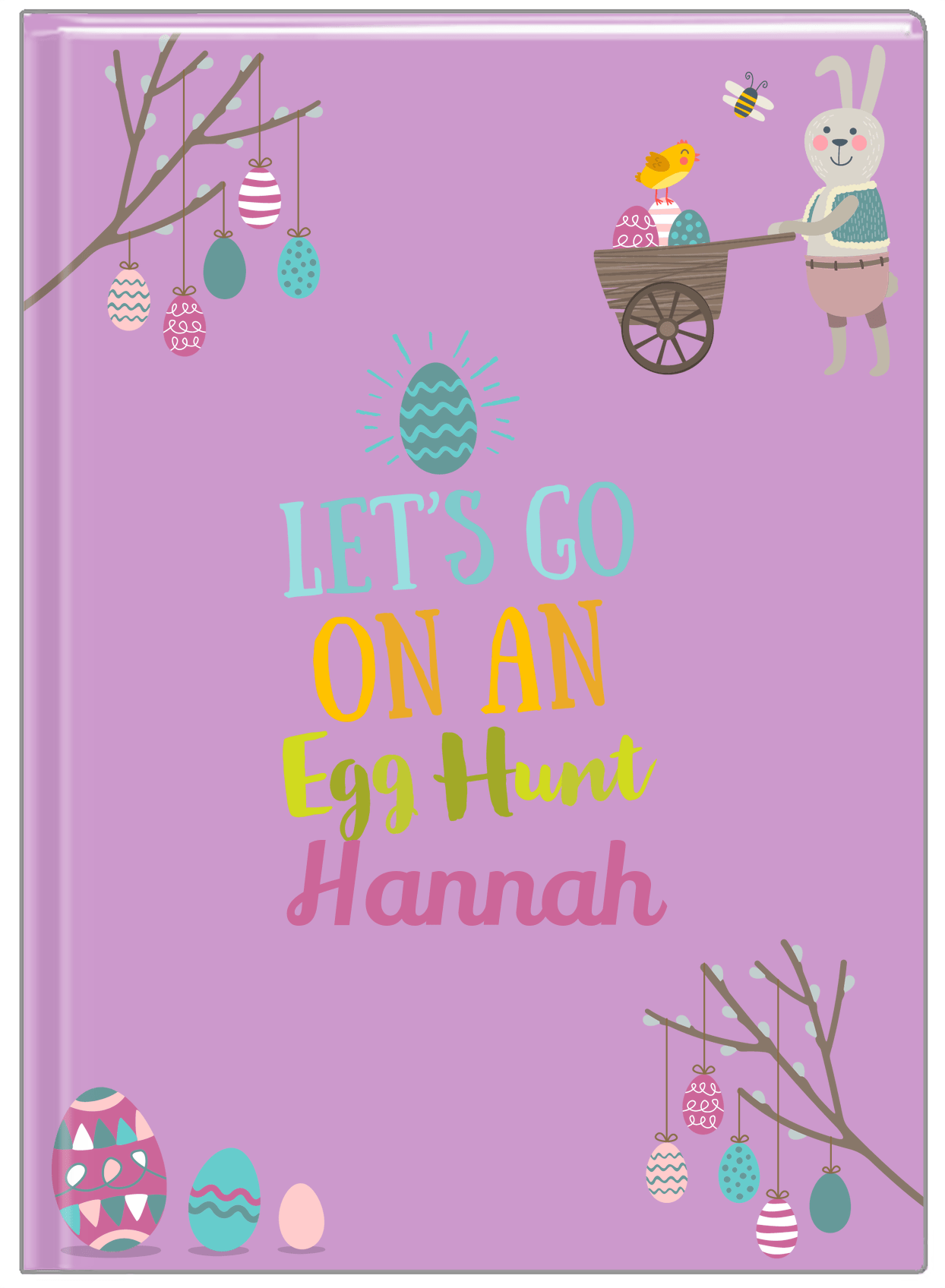 Personalized Easter Journal IX - Egg Hunt - Purple Background - Front View