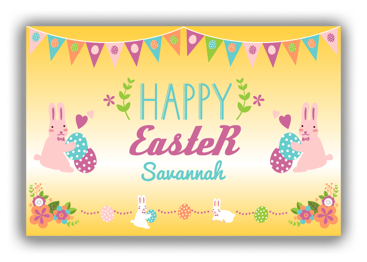 Personalized Easter Canvas Wrap & Photo Print II - Easter Bunny - Yellow Background - Front View