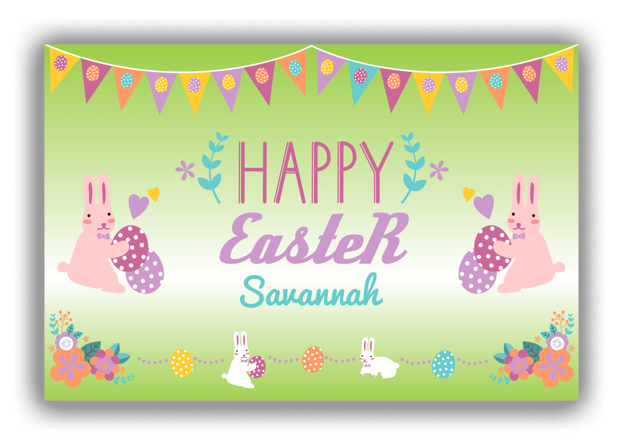 Personalized Easter Canvas Wrap & Photo Print II - Easter Bunny - Green Background - Front View