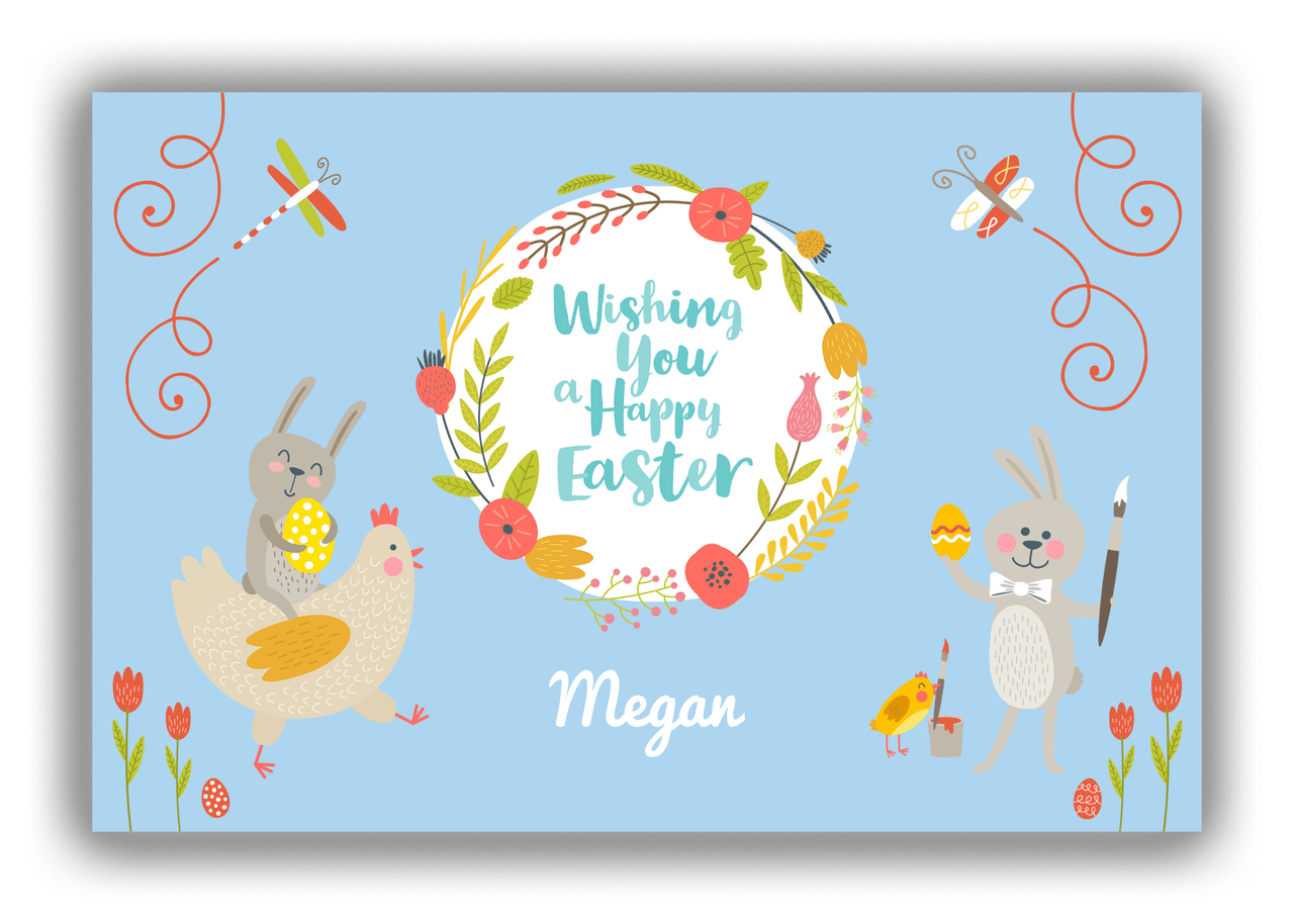 Personalized Easter Canvas Wrap & Photo Print VIII - Happy Easter - Blue Background - Front View