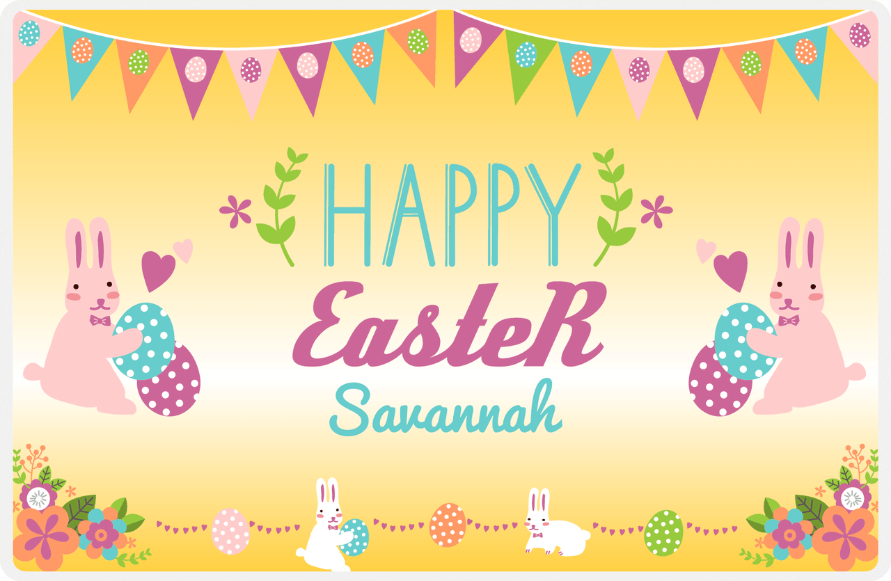 Personalized Easter Placemat II - Easter Bunny - Yellow Background -  View