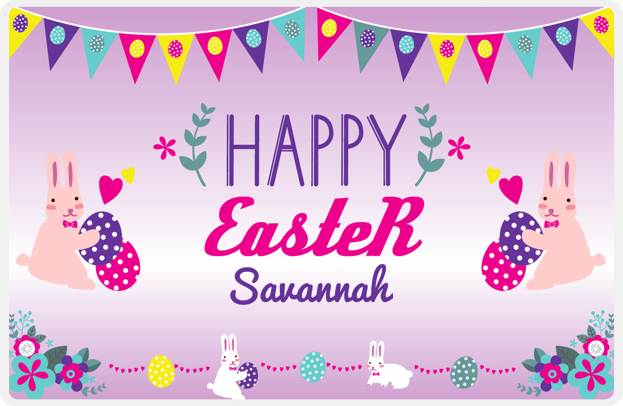 Personalized Easter Placemat II - Easter Bunny - Purple Background -  View