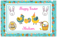 Thumbnail for Personalized Easter Placemat III - Spring Birds - Teal Background -  View