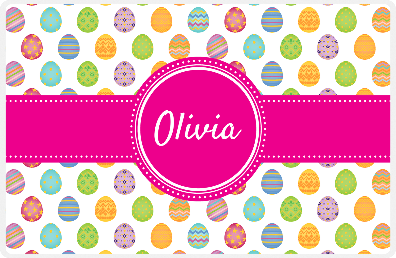Personalized Easter Placemat IV - Egg Pattern - Circle Ribbon Nameplate -  View