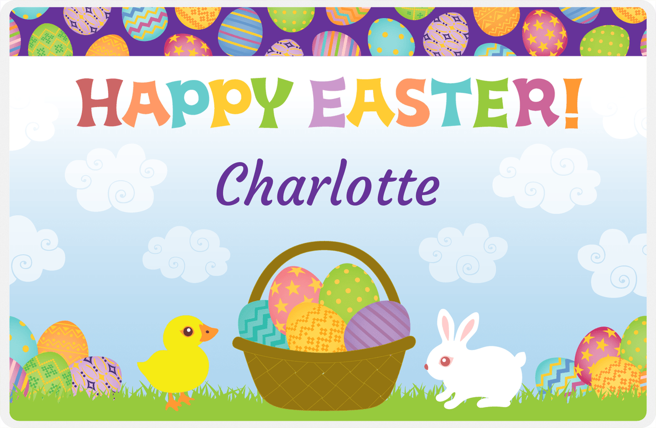Personalized Easter Placemat V - Easter Basket - Blue Background -  View