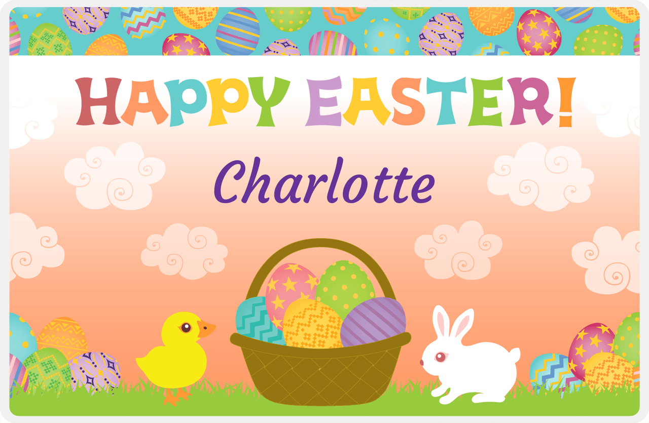 Personalized Easter Placemat V - Easter Basket - Orange Background -  View