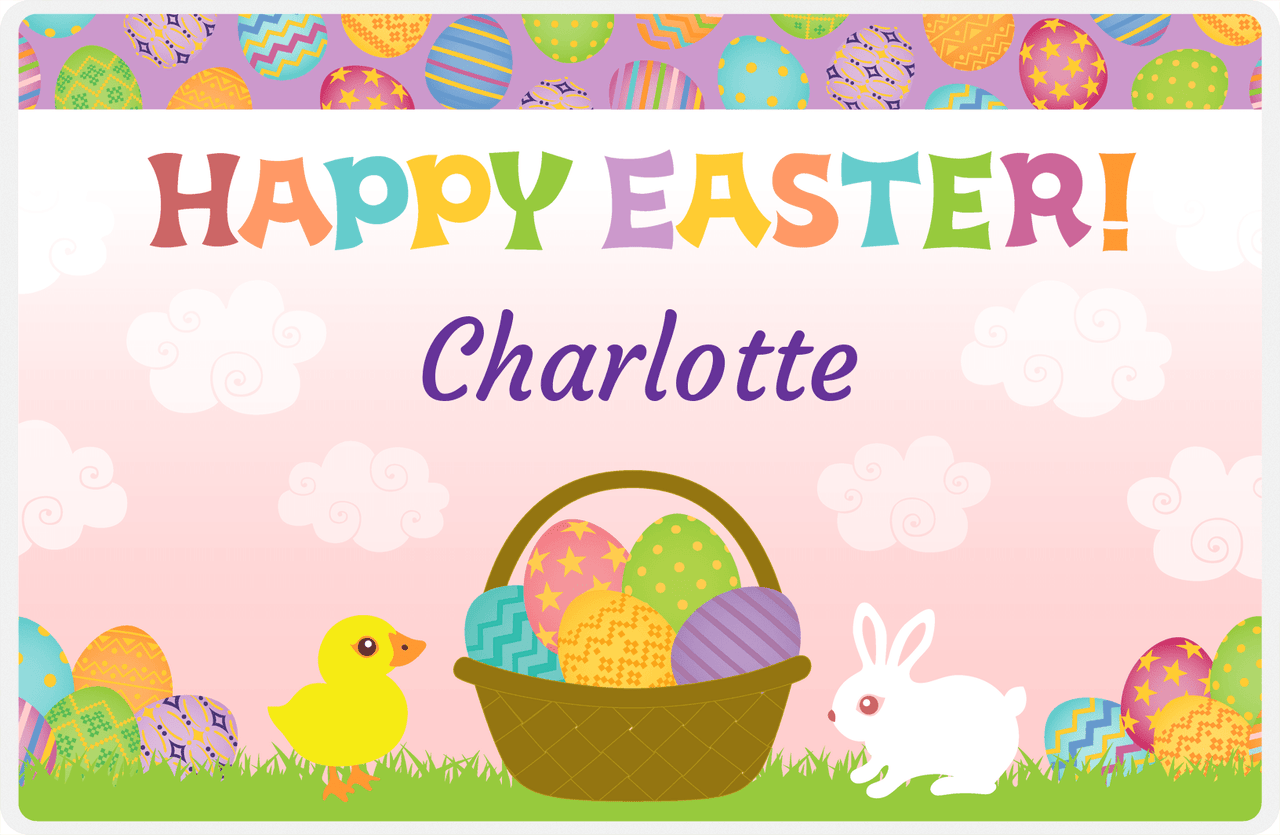 Personalized Easter Placemat V - Easter Basket - Pink Background -  View