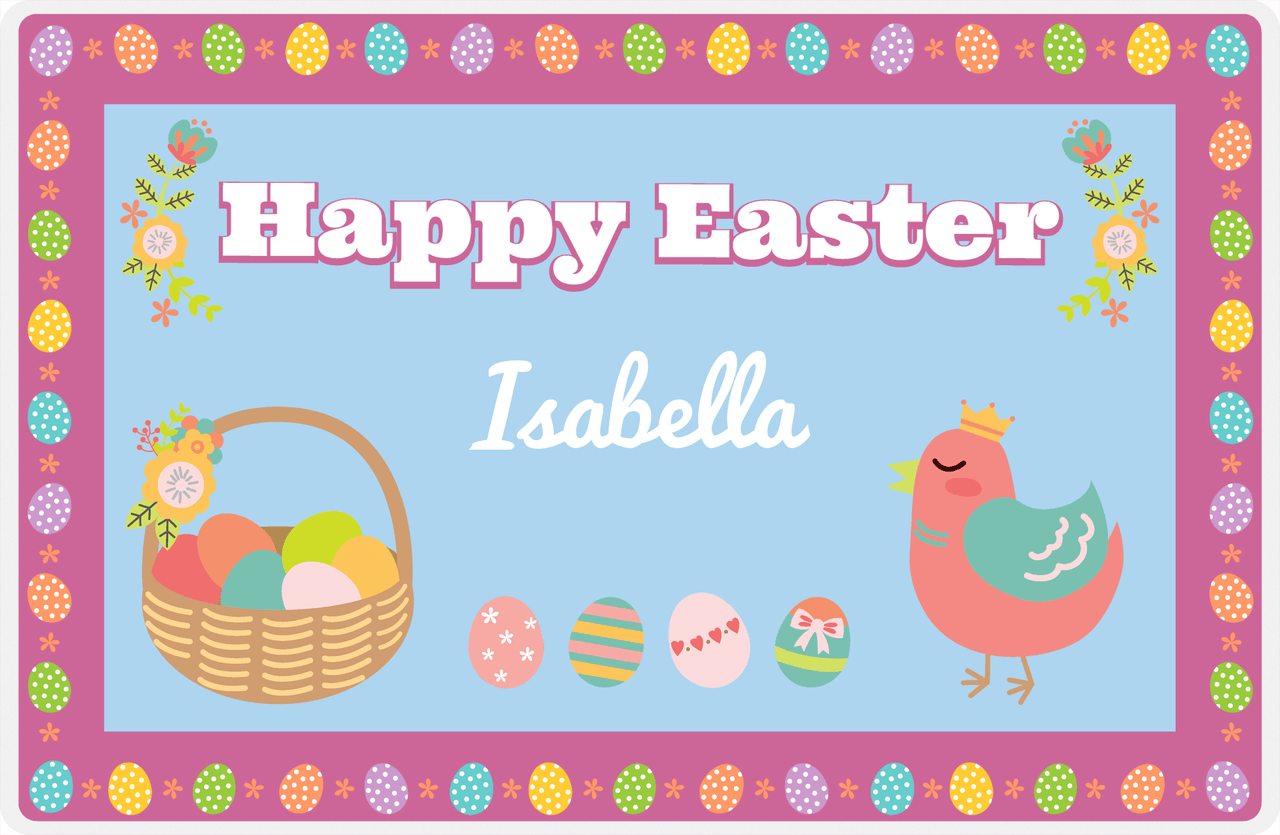 Personalized Easter Placemat VII - Easter Eggs - Pink Background -  View