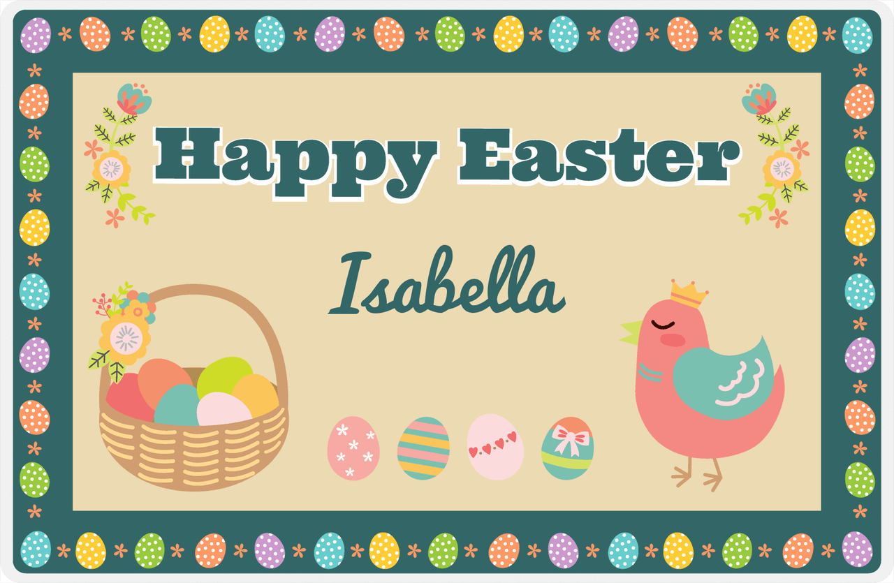 Personalized Easter Placemat VII - Easter Eggs - Teal Background -  View