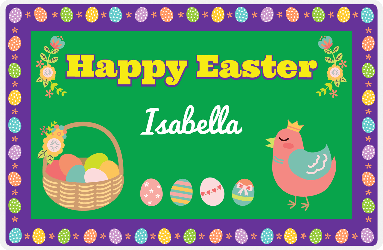 Personalized Easter Placemat VII - Easter Eggs - Purple Background -  View