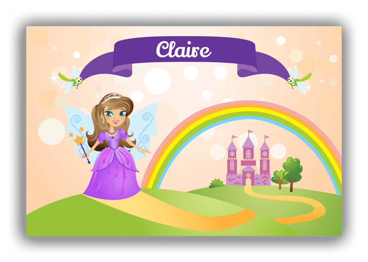 Personalized Fairy Canvas Wrap & Photo Print VII - Dragonfly Ribbon - Brunette Fairy - Front View