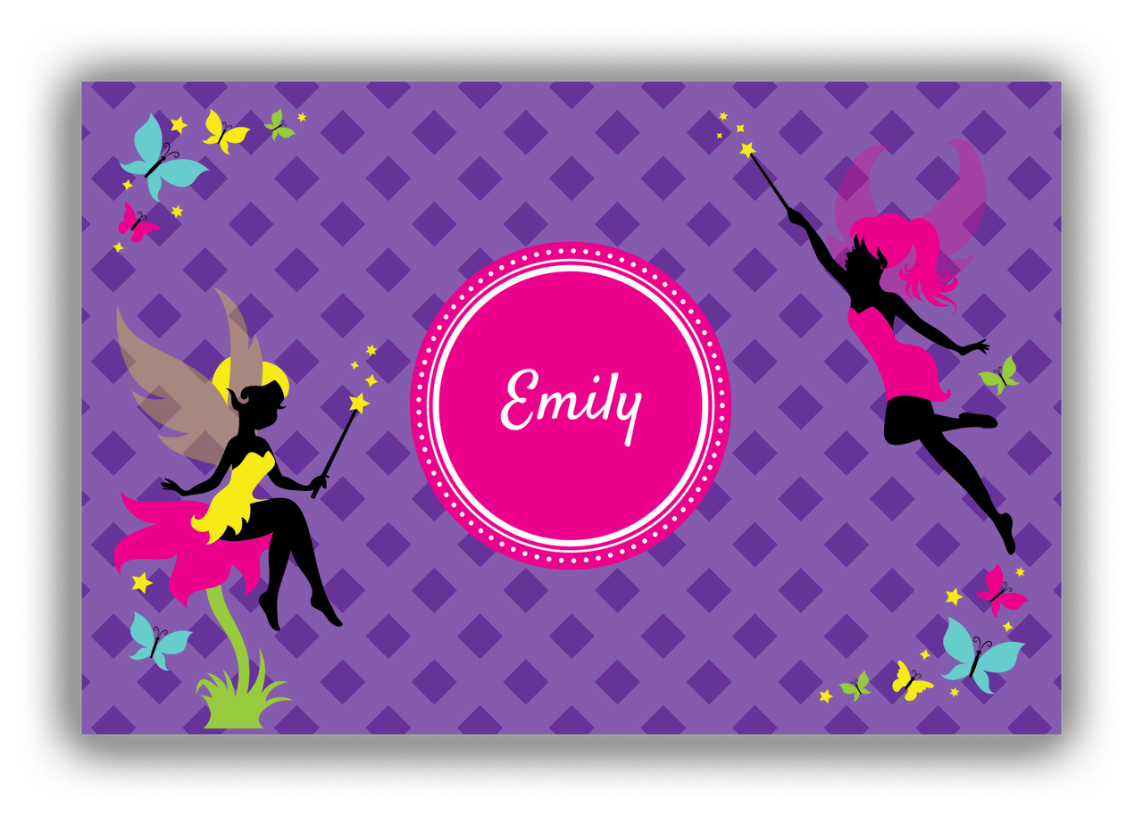 Personalized Fairy Canvas Wrap & Photo Print IX - Purple Background with Diamonds - Front View