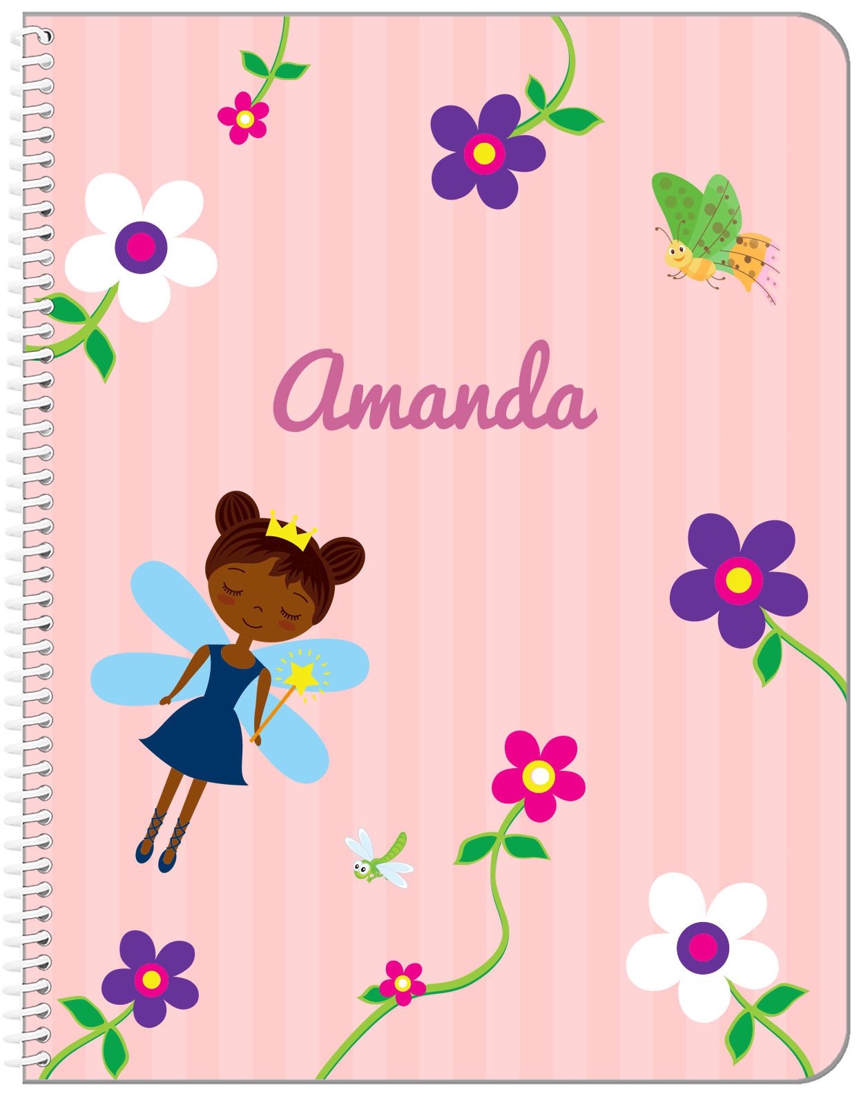 Personalized Fairy Notebook IV - Flower Fairy - Black Fairy I - Front View