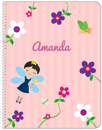 Thumbnail for Personalized Fairy Notebook IV - Flower Fairy - Black Hair Fairy - Front View