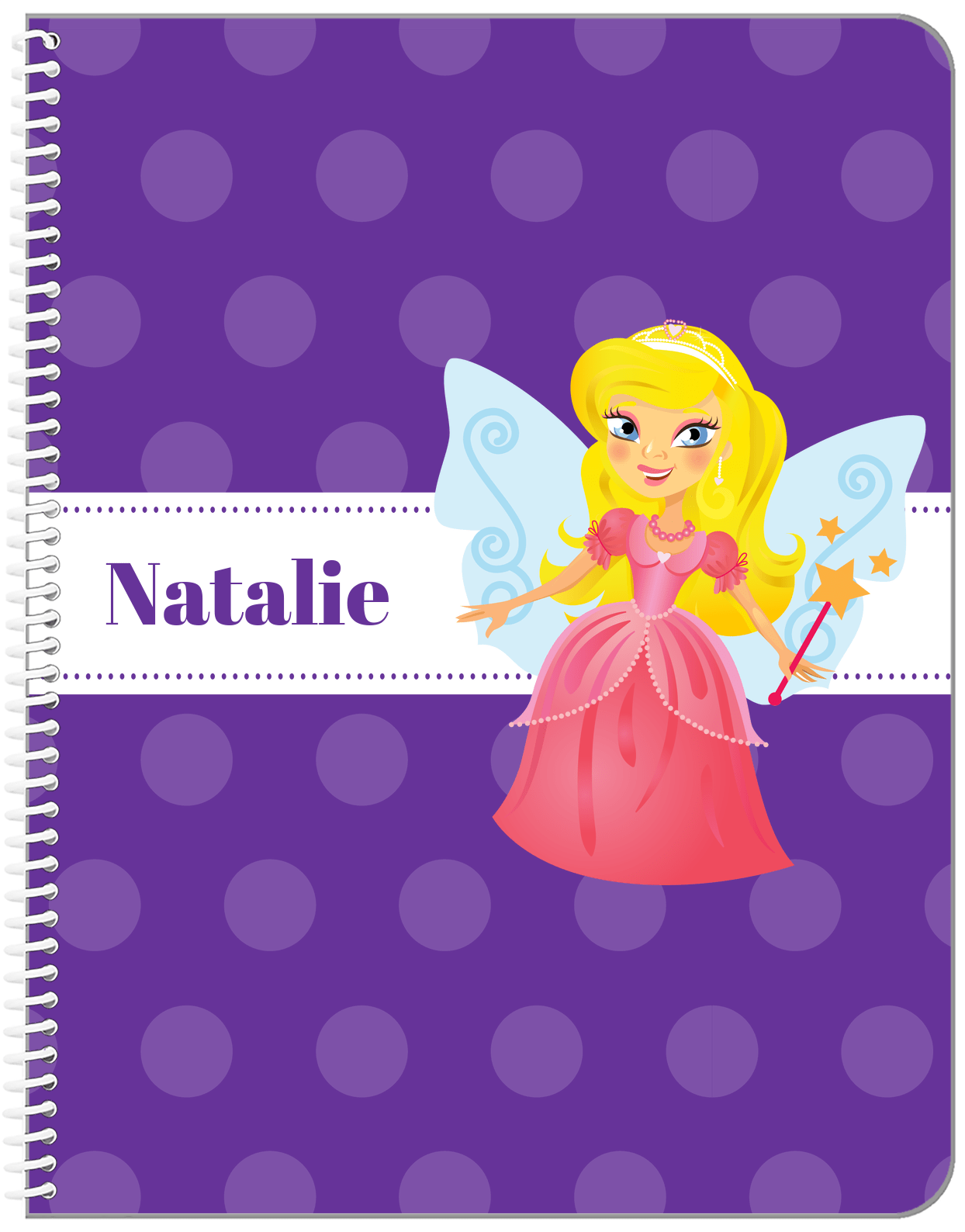 Personalized Fairy Notebook VI - Ribbon Nameplate - Blonde Fairy - Front View
