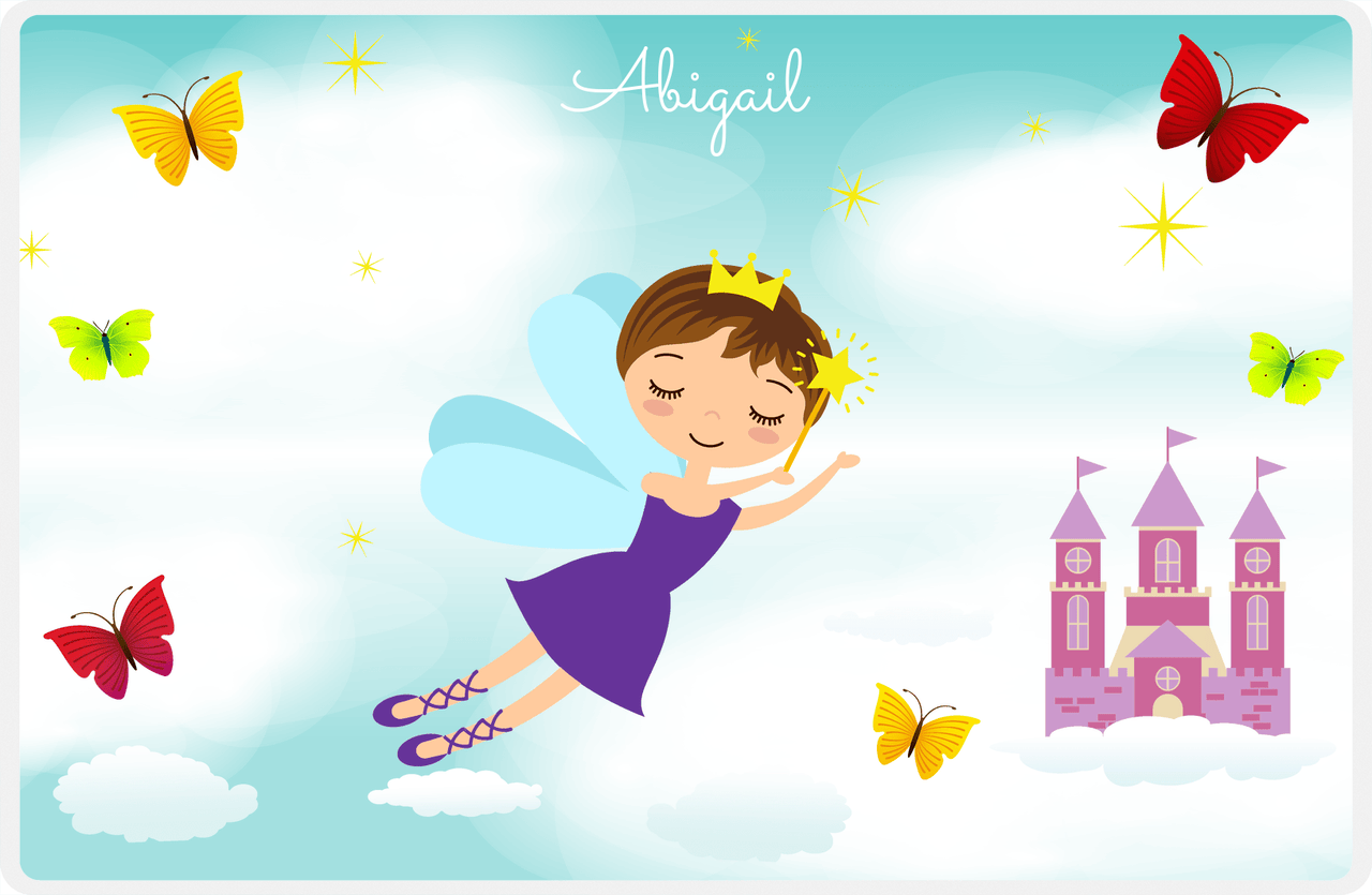 Personalized Fairy Placemat III - Cloud Castle - Brunette Fairy -  View