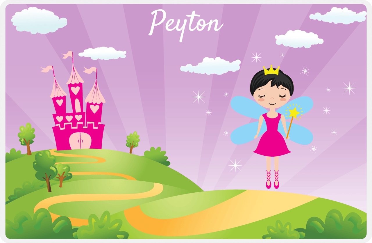 Personalized Fairy Placemat V - Castle Heart - Black Hair Fairy -  View