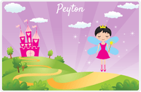 Thumbnail for Personalized Fairy Placemat V - Castle Heart - Black Hair Fairy -  View
