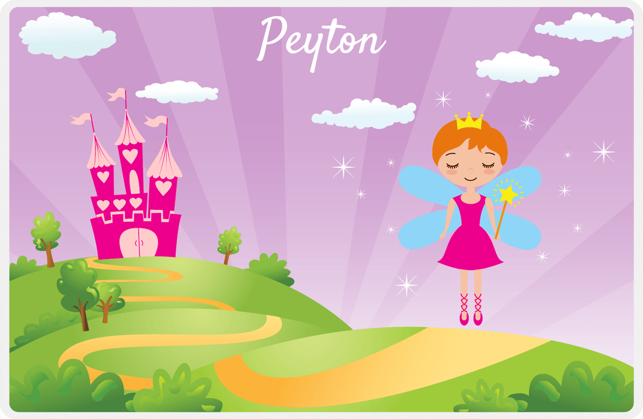 Personalized Fairy Placemat V - Castle Heart - Redhead Fairy -  View