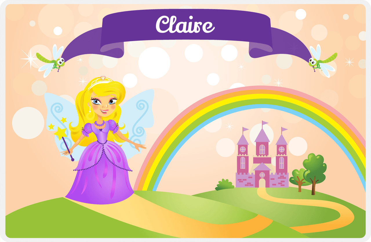 Personalized Fairy Placemat VII - Dragonfly Ribbon - Blonde Fairy -  View