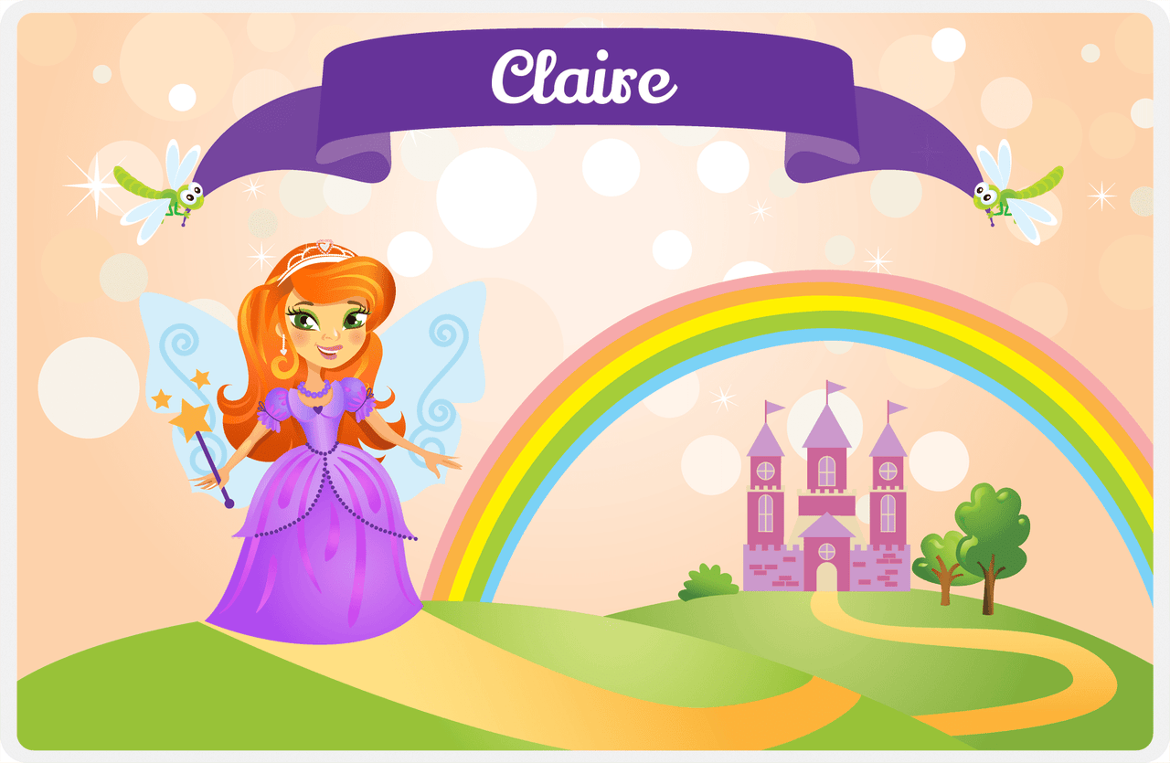 Personalized Fairy Placemat VII - Dragonfly Ribbon - Redhead Fairy -  View