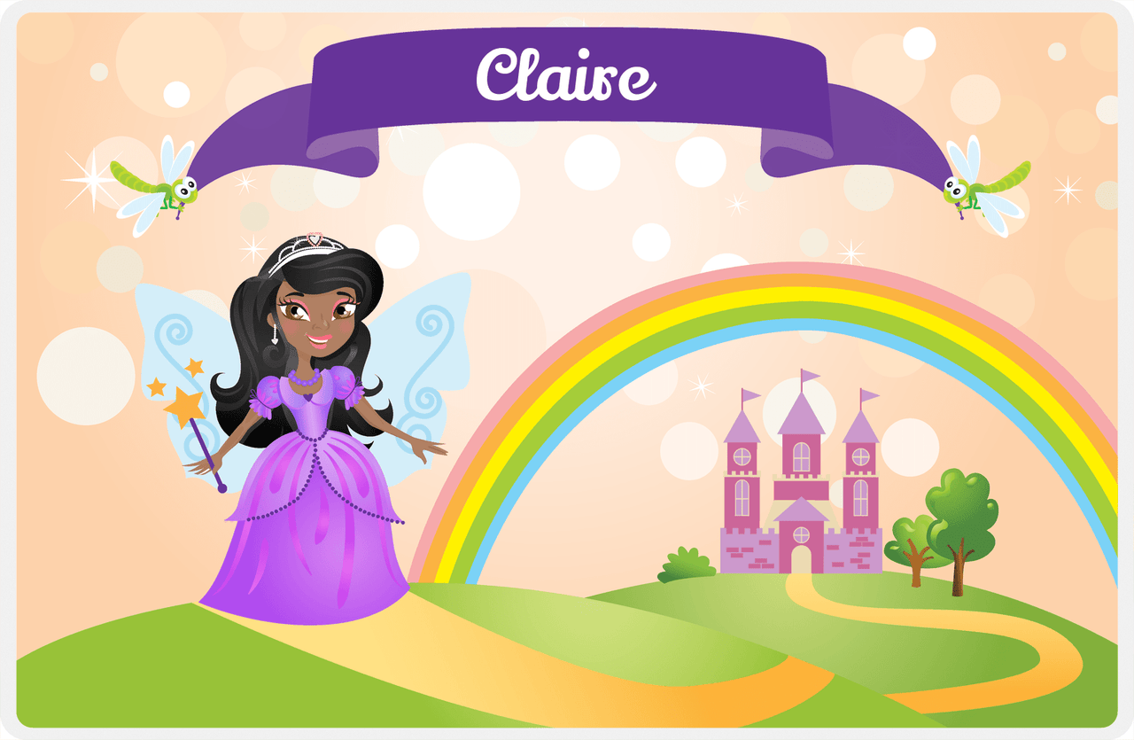 Personalized Fairy Placemat VII - Dragonfly Ribbon - Black Fairy II -  View