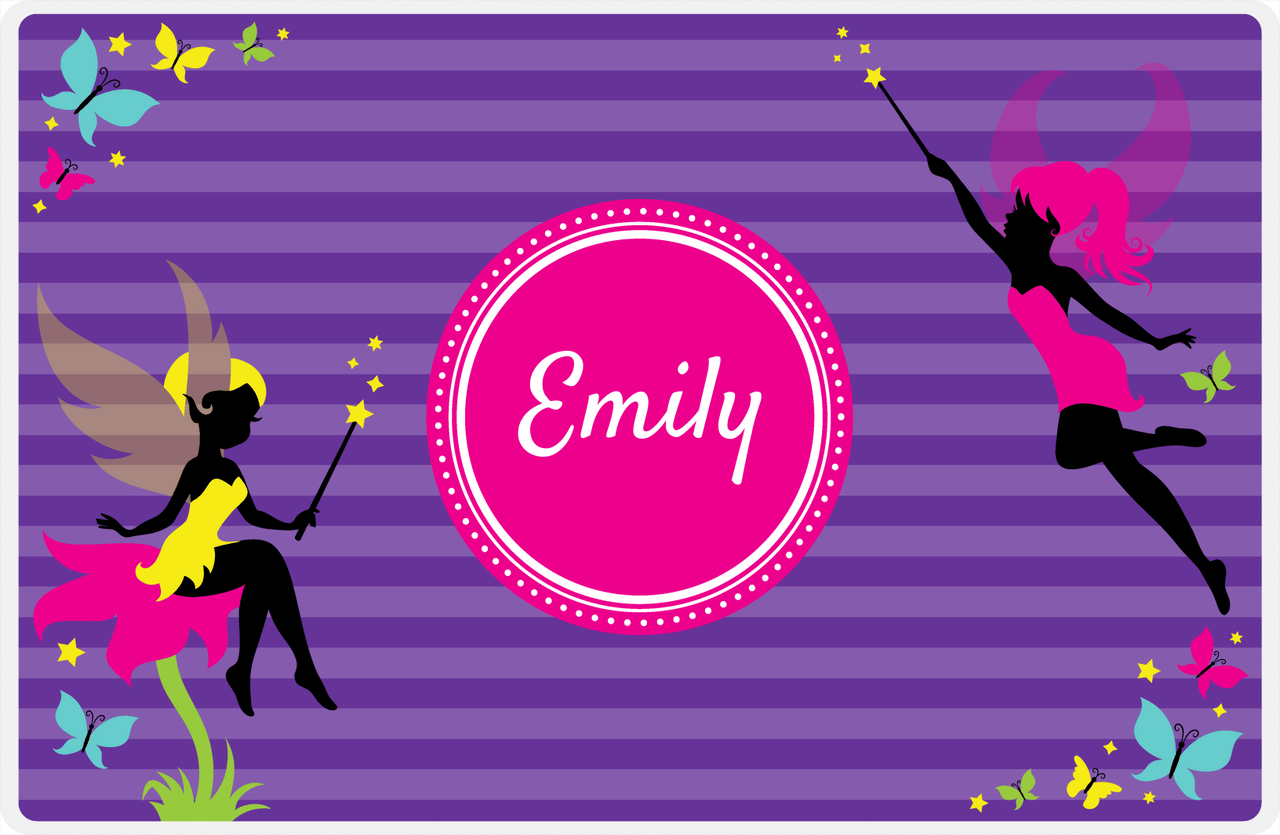 Personalized Fairy Placemat IX - Purple Background - Horizontal Stripes -  View