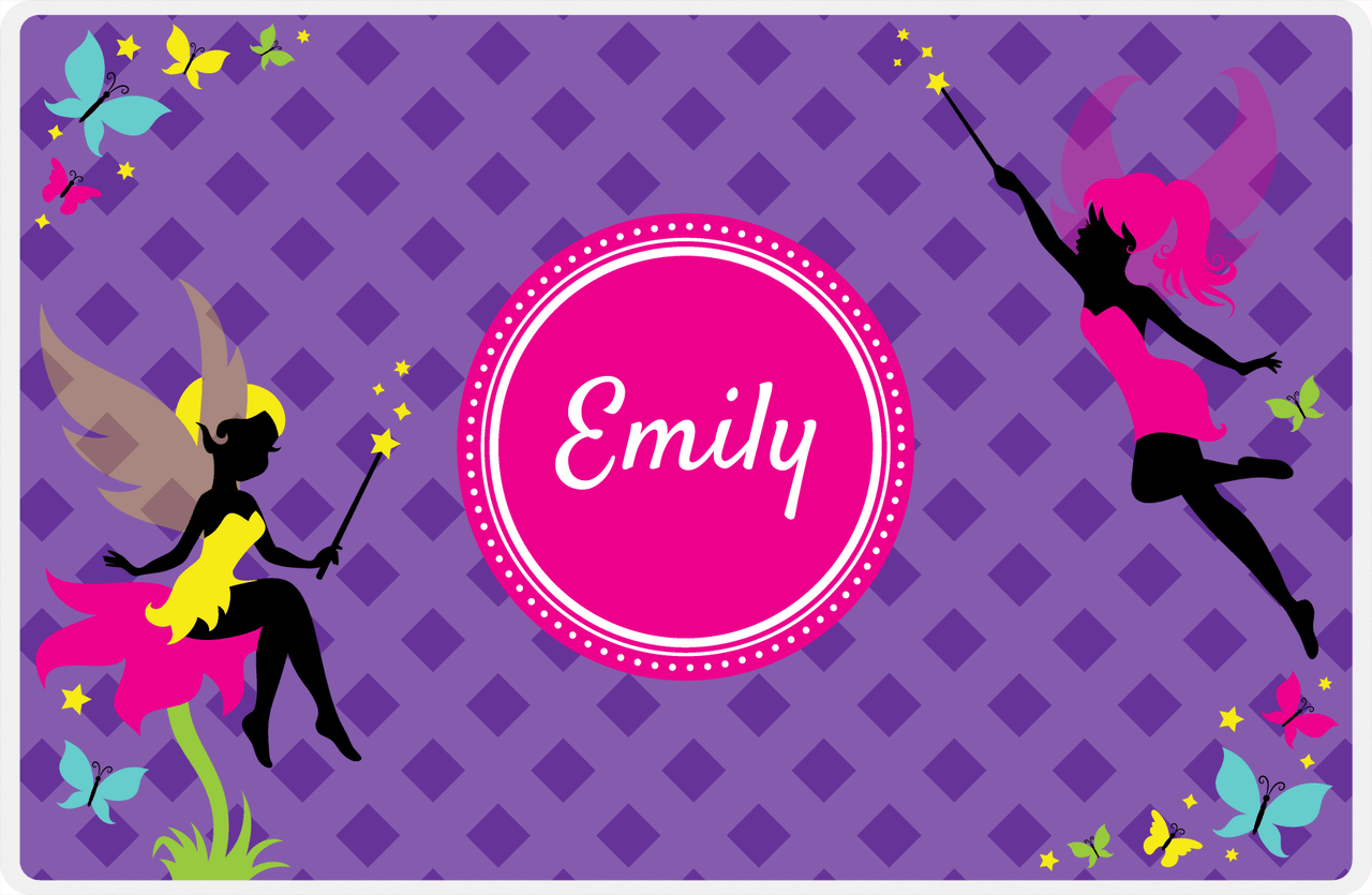 Personalized Fairy Placemat IX - Purple Background - Diamonds -  View