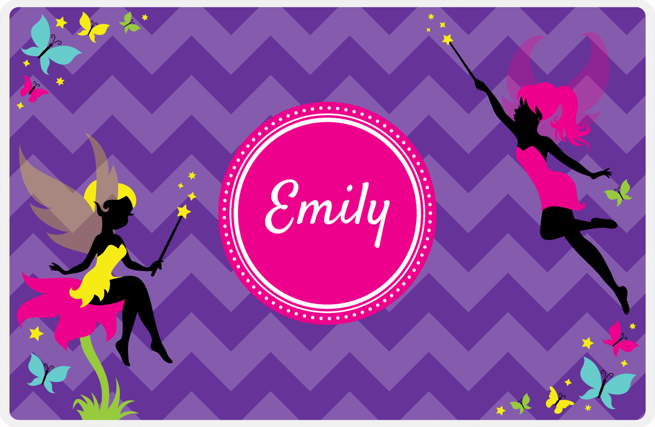 Personalized Fairy Placemat IX - Purple Background - Chevron -  View