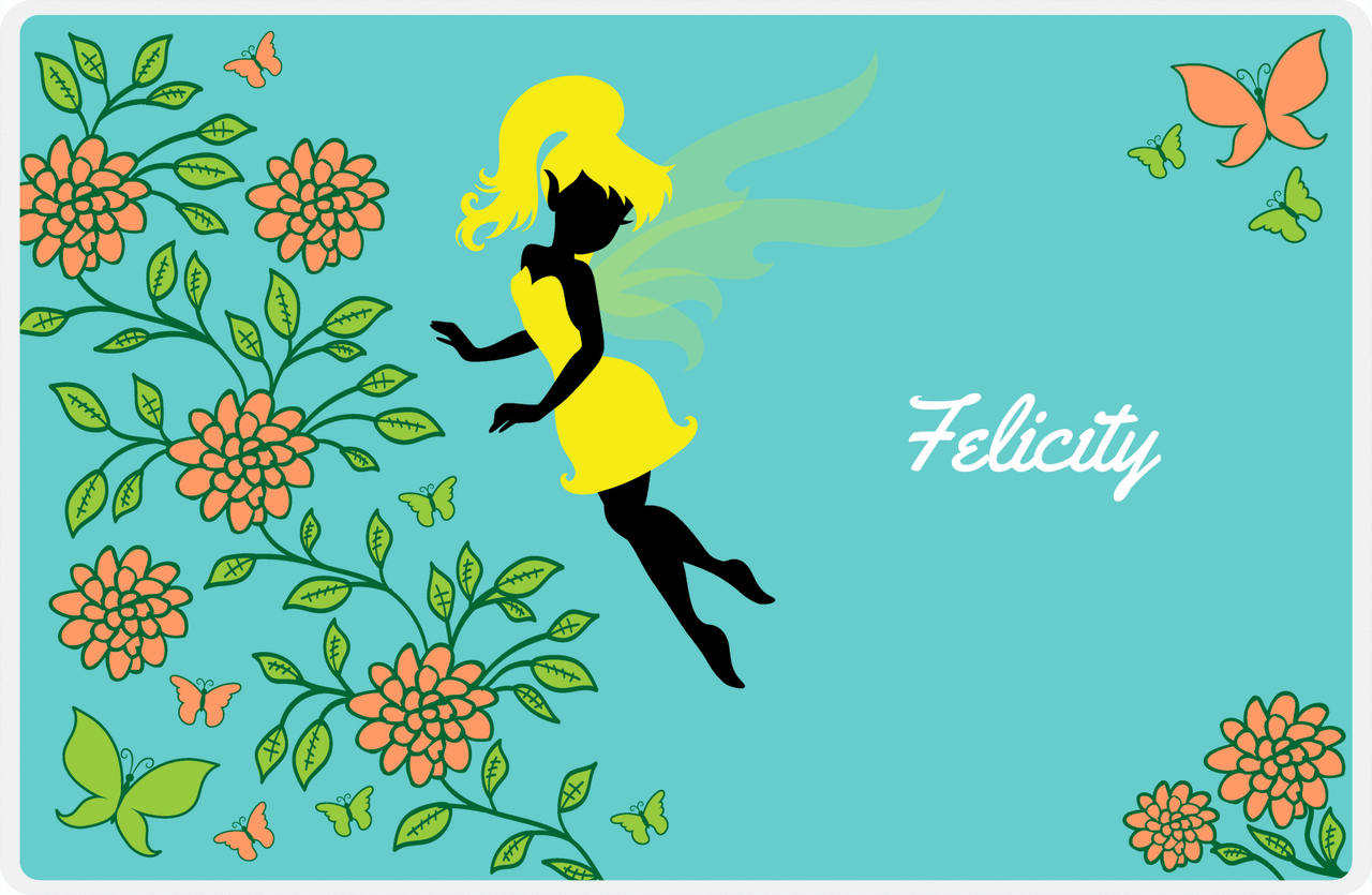Personalized Fairy Placemat X - Butterfly Fairy - Teal Background -  View