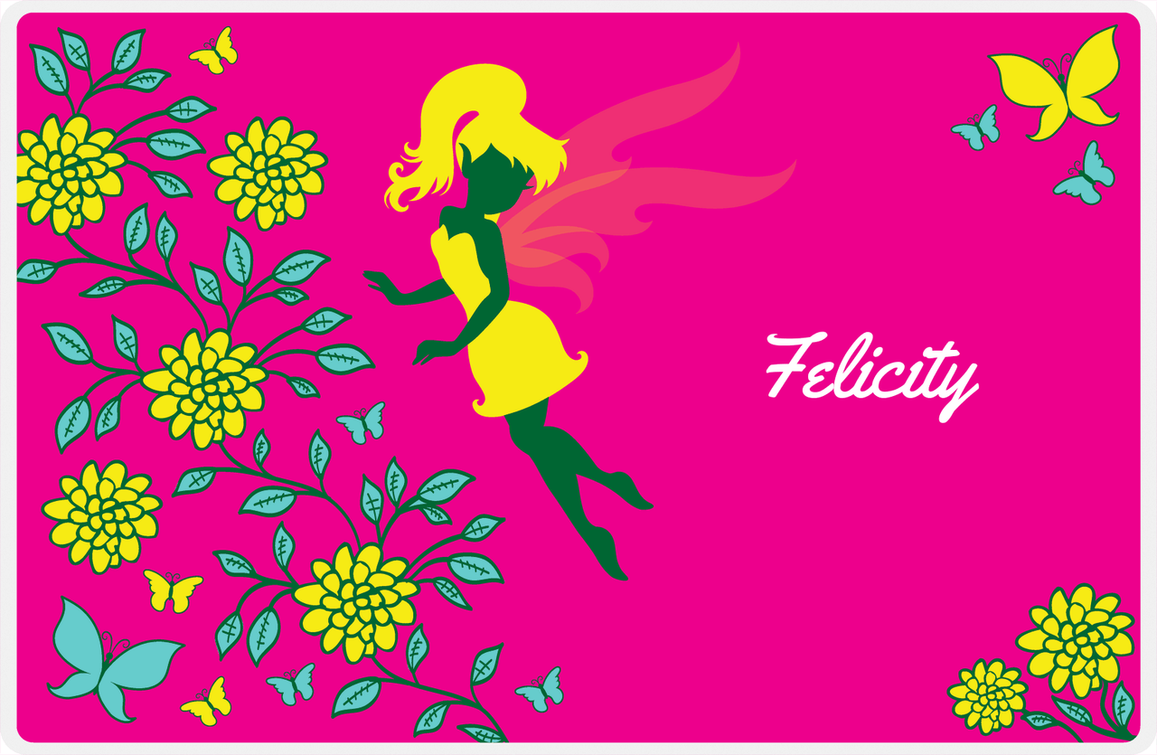 Personalized Fairy Placemat X - Butterfly Fairy - Pink Background -  View