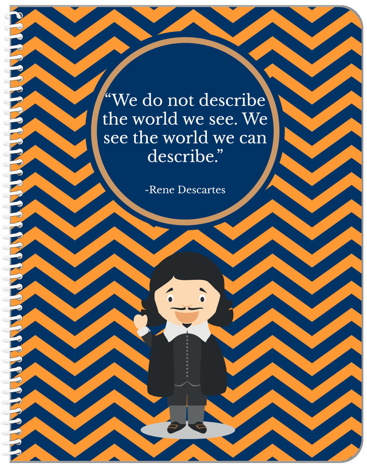 Famous Quotes Notebook - Rene Descartes - Front View