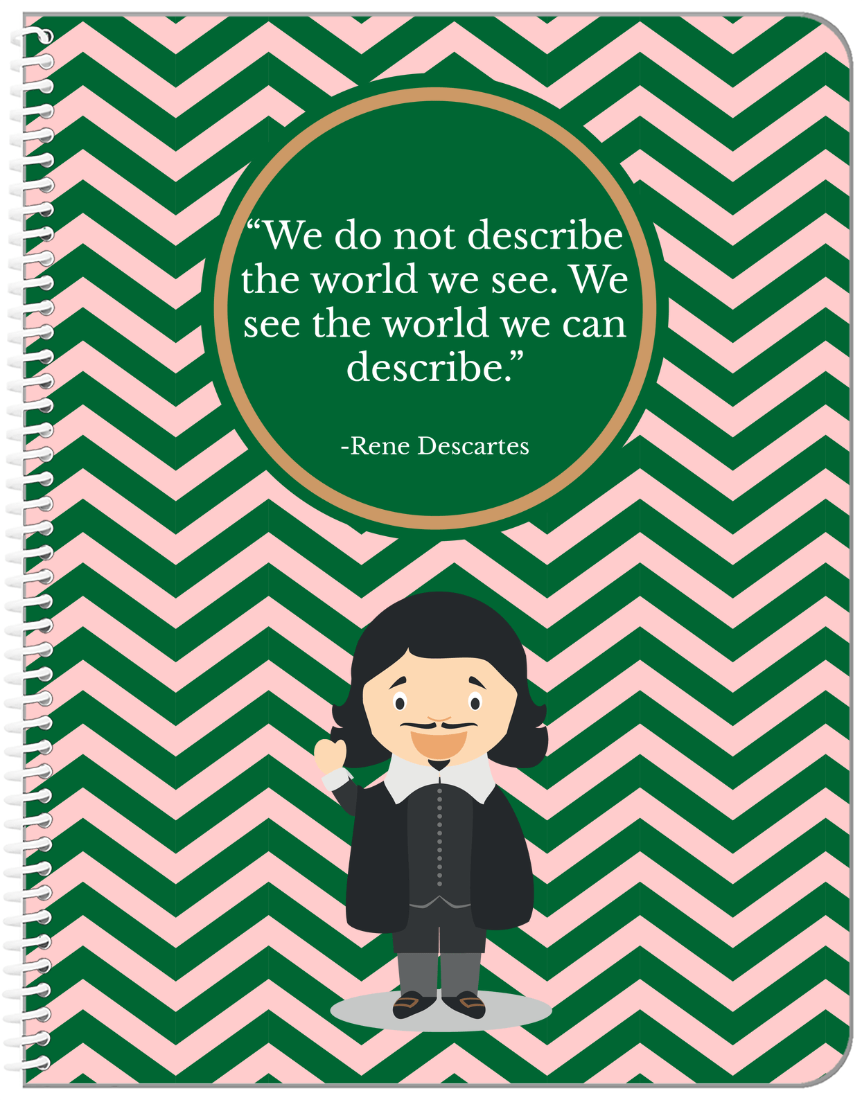 Famous Quotes Notebook - Rene Descartes - Front View