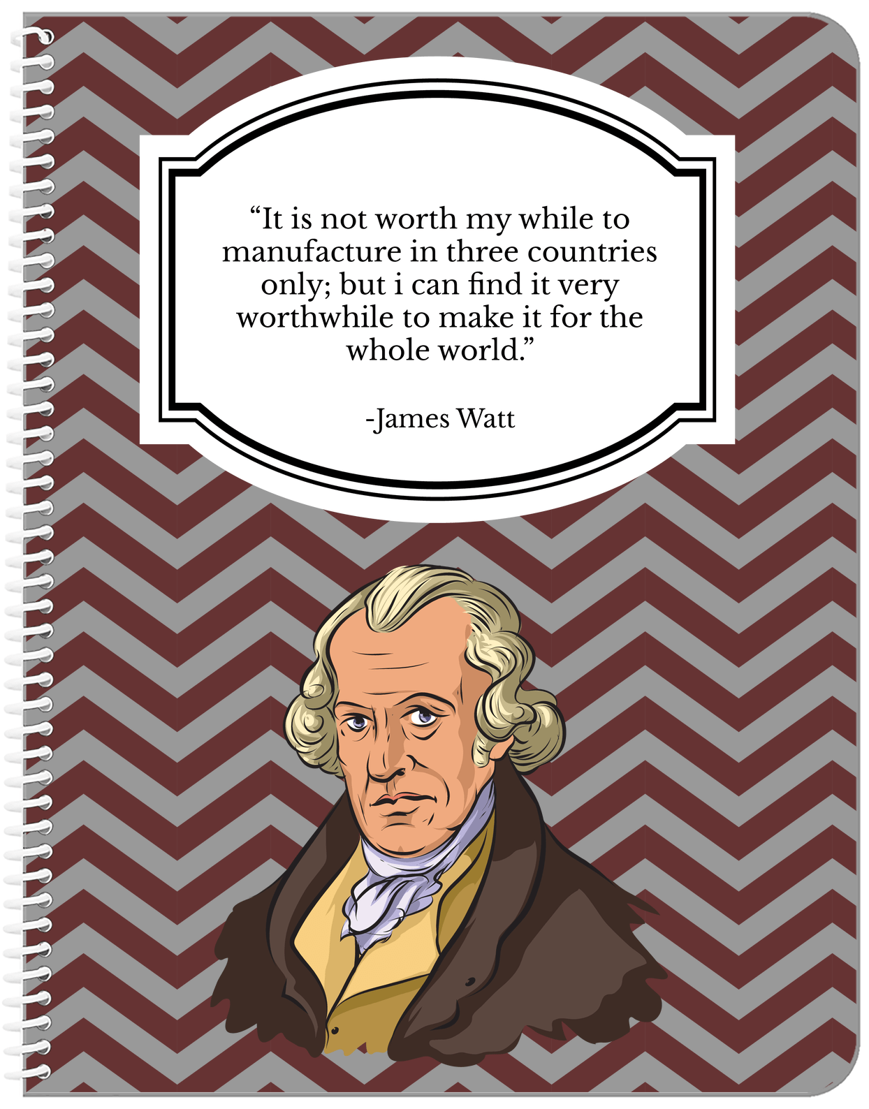 Famous Quotes Notebook - James Watt - Front View