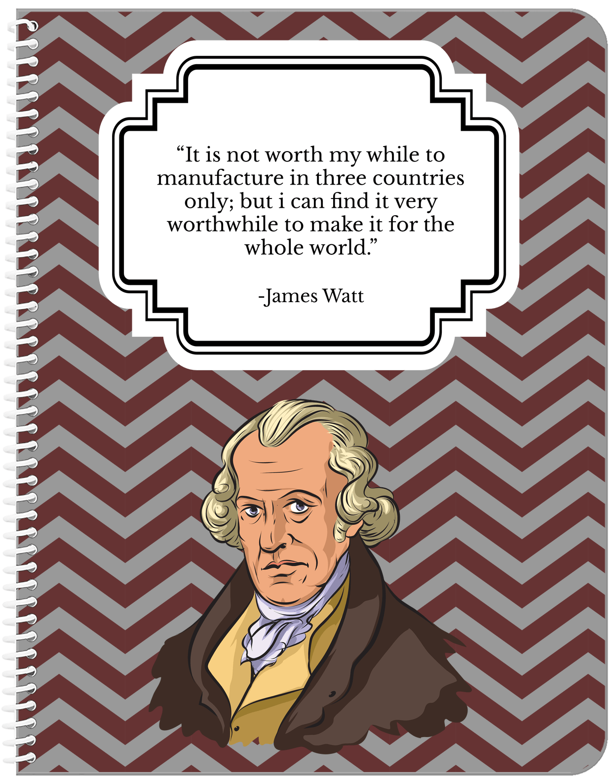 Famous Quotes Notebook - James Watt - Front View