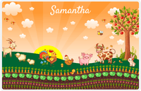 Thumbnail for Personalized Farm Animals Placemat II - Morning Rooster - Orange Background -  View
