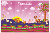 Thumbnail for Personalized Farm Animals Placemat II - Morning Rooster - Pink Background -  View