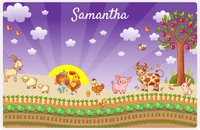 Thumbnail for Personalized Farm Animals Placemat II - Morning Rooster - Purple Background -  View