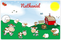 Thumbnail for Personalized Farm Animals Placemat IV - Rolling Hills - Blue Background -  View