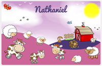 Thumbnail for Personalized Farm Animals Placemat IV - Rolling Hills - Purple Background -  View