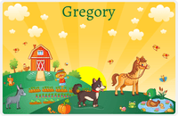Thumbnail for Personalized Farm Animals Placemat V - Duck Pond - Yellow Background -  View
