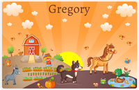 Thumbnail for Personalized Farm Animals Placemat V - Duck Pond - Orange Background -  View