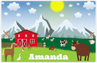 Thumbnail for Personalized Farm Animals Placemat VI - Mountain Farm - Blue Background -  View