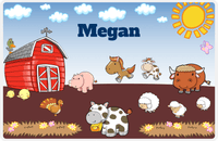 Thumbnail for Personalized Farm Animals Placemat VII - Farm Fun - Blue Background -  View