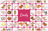 Thumbnail for Personalized Farm Animals Placemat XIII - Animals Squared - Pink Background -  View