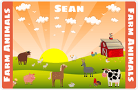 Thumbnail for Personalized Farm Animals Placemat XV - Sunrise Farm - Orange Background -  View
