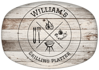 Thumbnail for Personalized Faux Wood Grain Plastic Platter - BBQ - Whitewash Wood - Front View